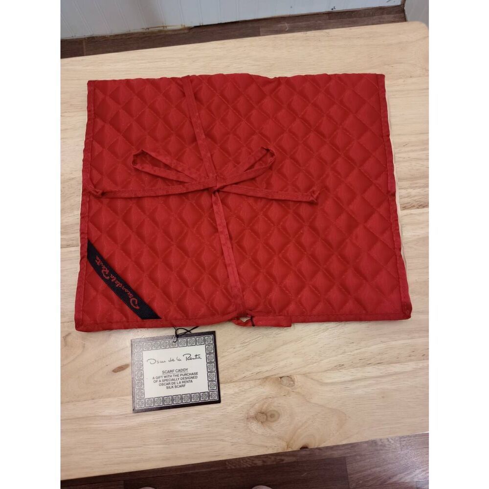 New old stock, in original package Oscar de la Renta scarf caddy, travel bag,red